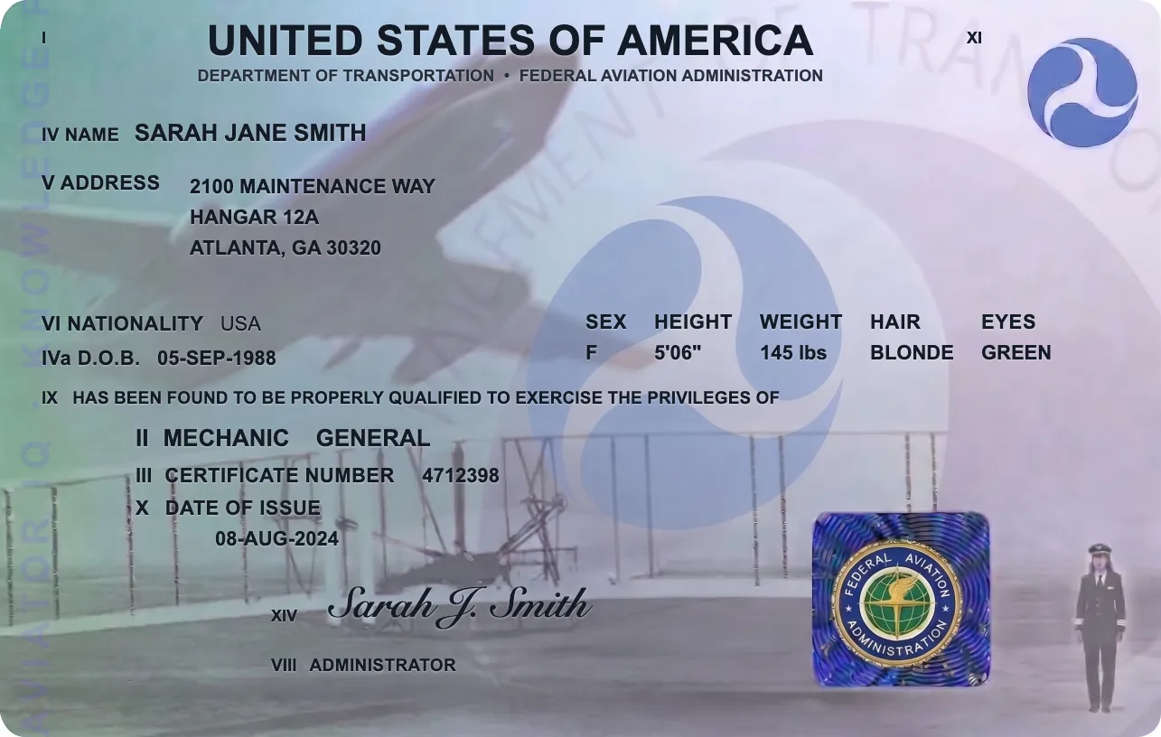 Sample FAA Aviation Mechanic, General certificate, a knowledge-prep study visual