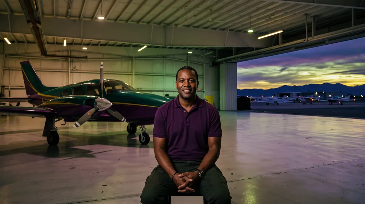 A ground instructor teaching an aviation ground school class